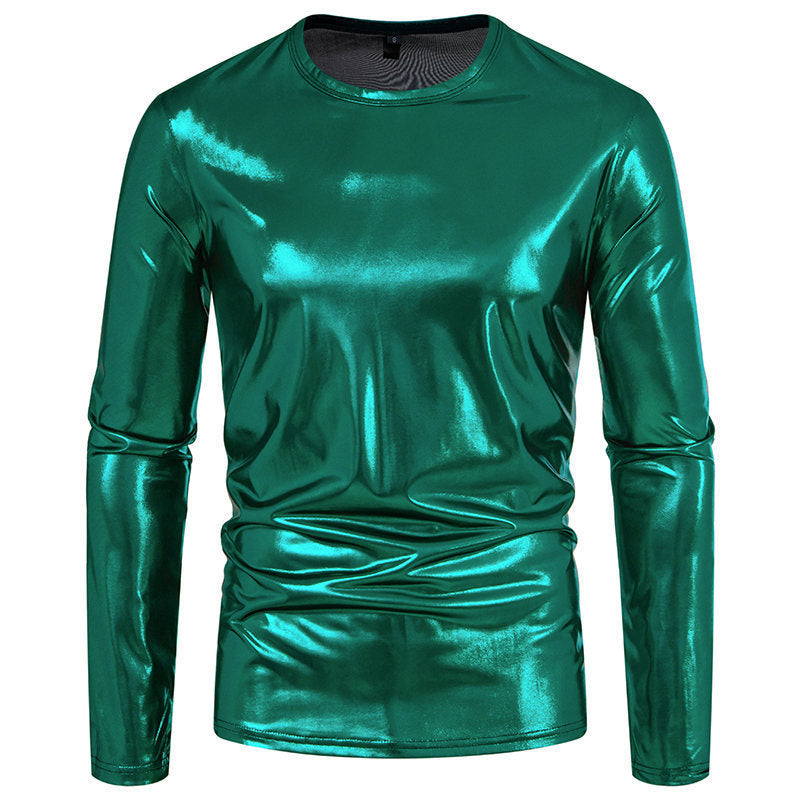 Herren langärmliges Shirt aus glänzendem Stretch-Stoff ModeGeist