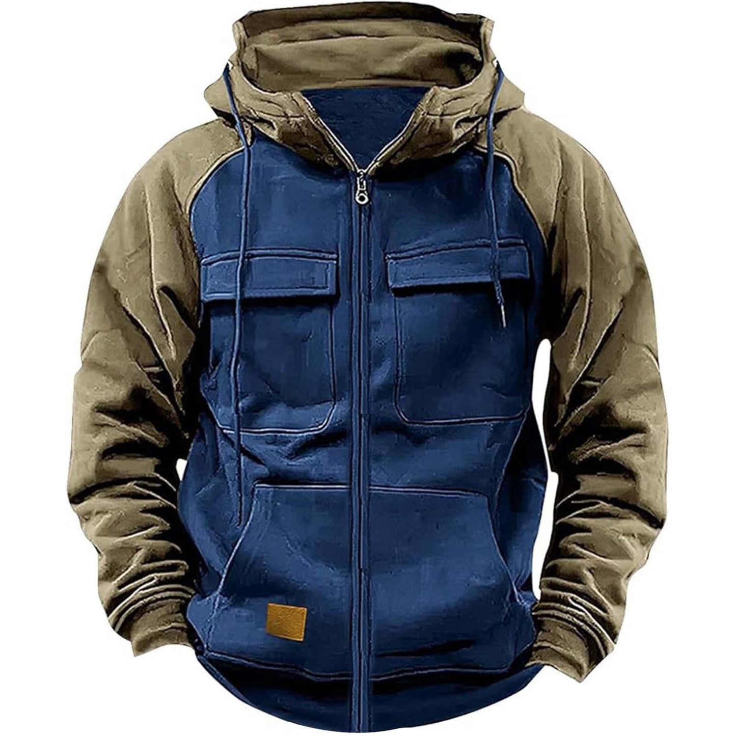 Herren Kapuzenjacke mit praktischen Vorder-Utility-Taschen und hohem Kragen ModeGeist