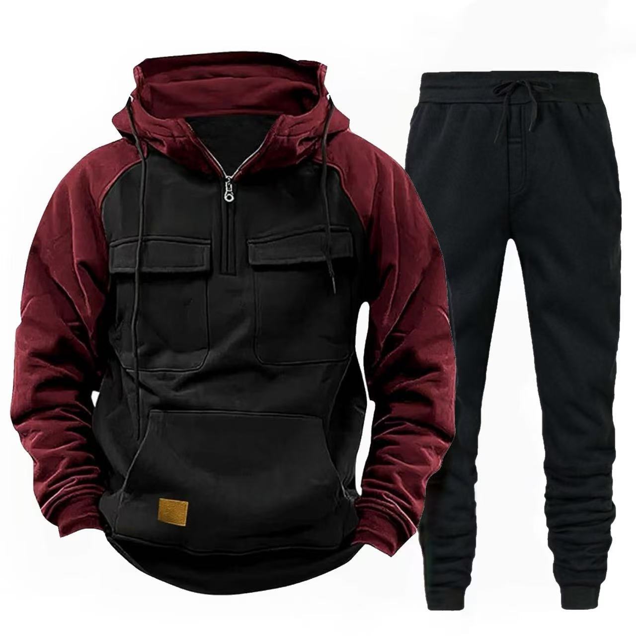 Herren funktionale Kapuzenjacke mit Reißverschluss und Jogginghose ModeGeist