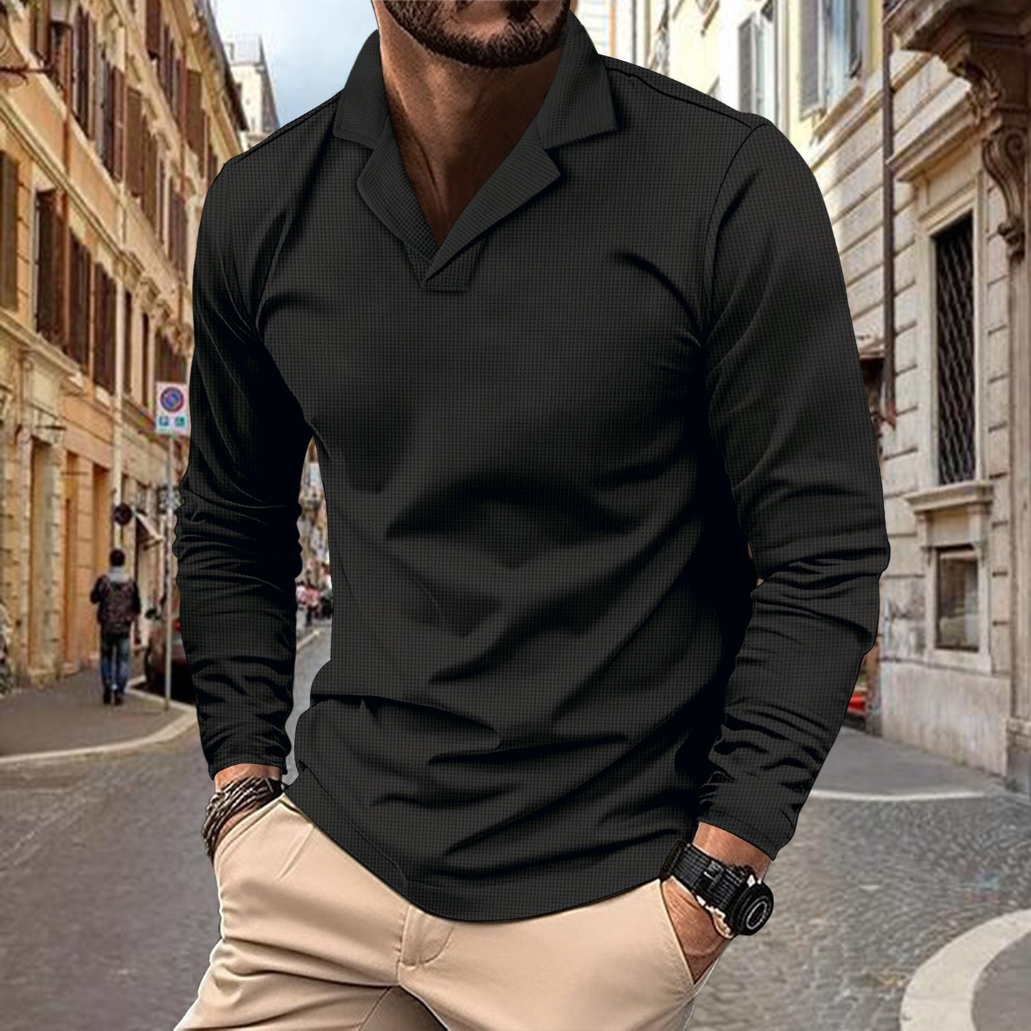 Herren modisches Langarmshirt mit strukturiertem Design ModeGeist