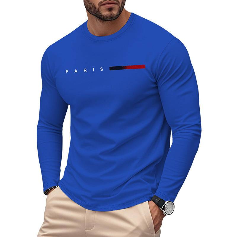 Herren Langarm T-Shirt mit modernem Paris-Druck und elastischem Saum ModeGeist