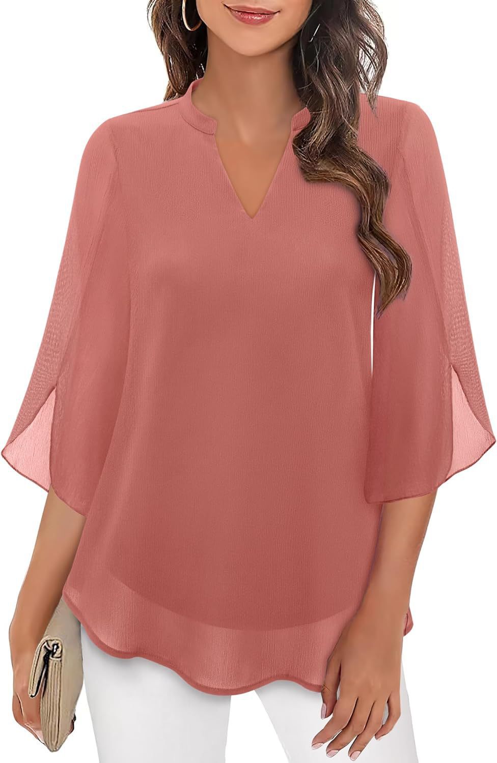Damen luftige Bluse mit ausgestellten Ärmeln ModeGeist