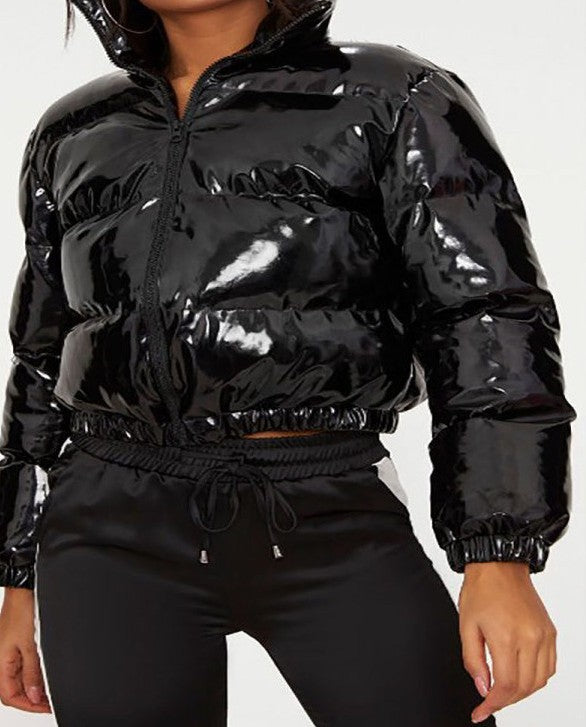 Damen Glänzende Kurzdaunenjacke ModeGeist