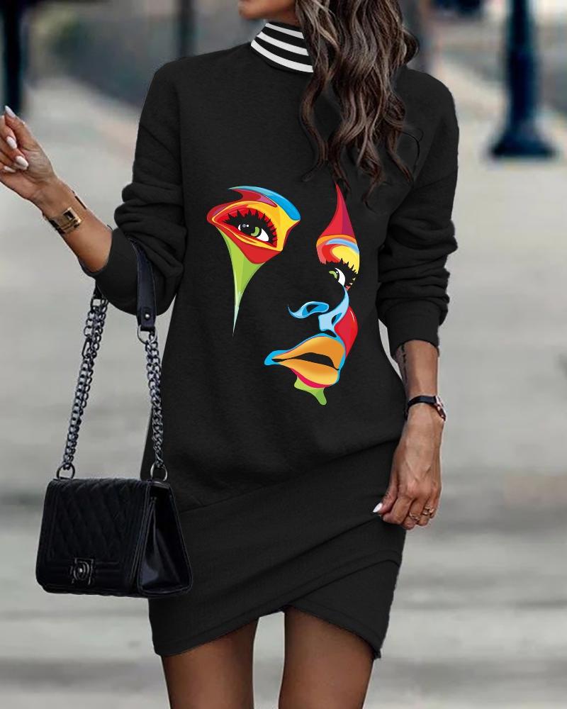 Damen Sweatshirtkleid mit grafischem Totenkopf-Design und Blumen ModeGeist
