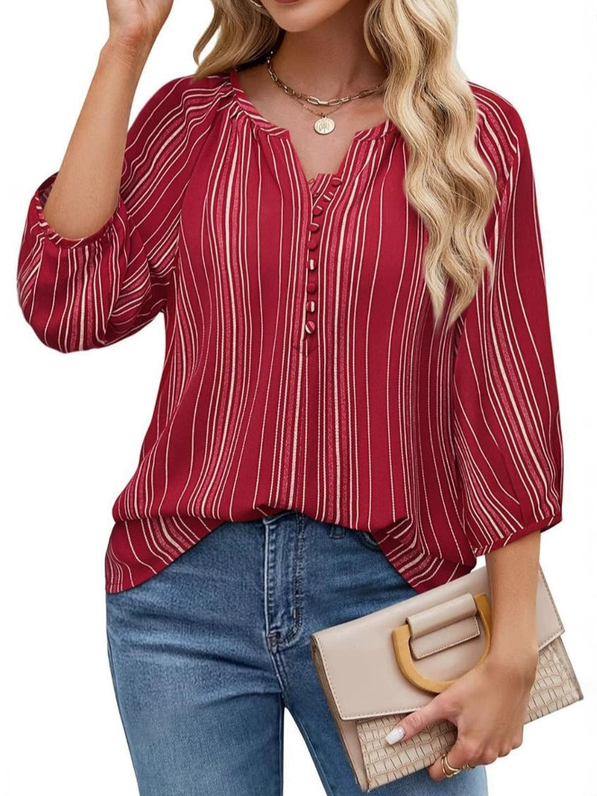 Elegante Damenbluse mit Streifen und Knöpfen von MODEGEIST