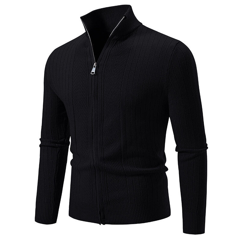 Herren Strickpullover mit modernem Reißverschluss und Rippenstruktur ModeGeist