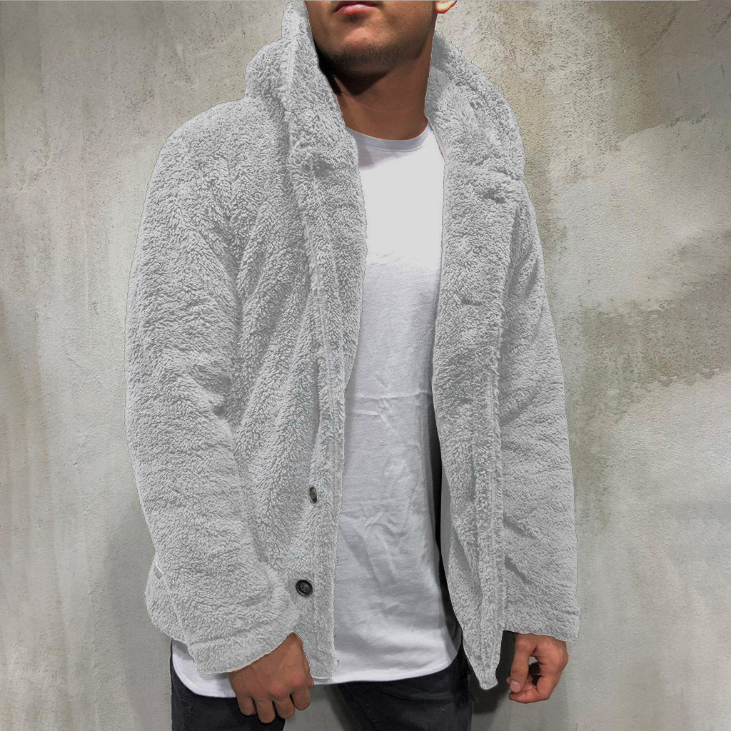 Herren Kuschelige Teddyjacke mit breitem Revers und praktischen Taschen ModeGeist