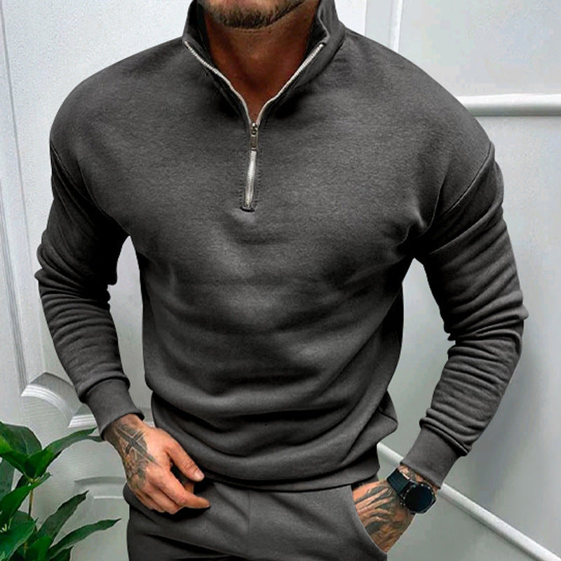 Herren Sweatshirt mit Stehkragen und Reißverschluss ModeGeist