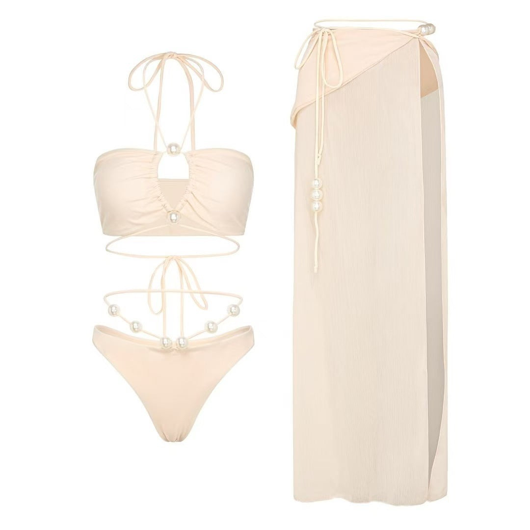 Bikini mit verführerischem Knoten und eleganten Perlendetails