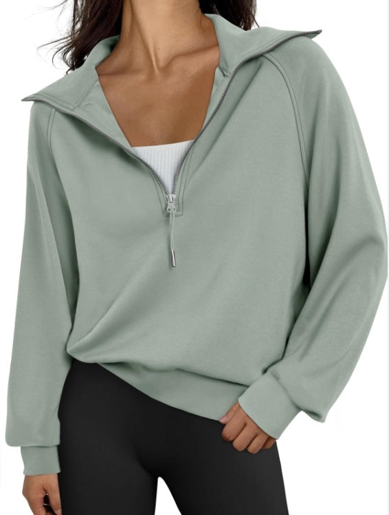 Damen lässiger Sweatpullover mit hohem Kragen und Reißverschluss ModeGeist
