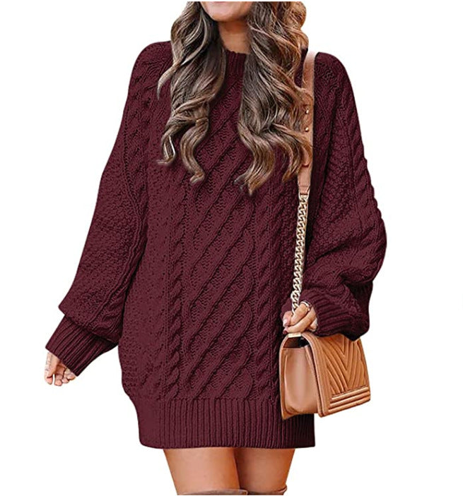 Damen Großer Strickpullover mit Zopfmuster und lässigem Schnitt ModeGeist