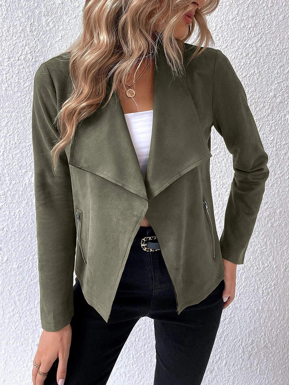 ModeGeist | Einfarbige Langarm Gekürzte Jacke
