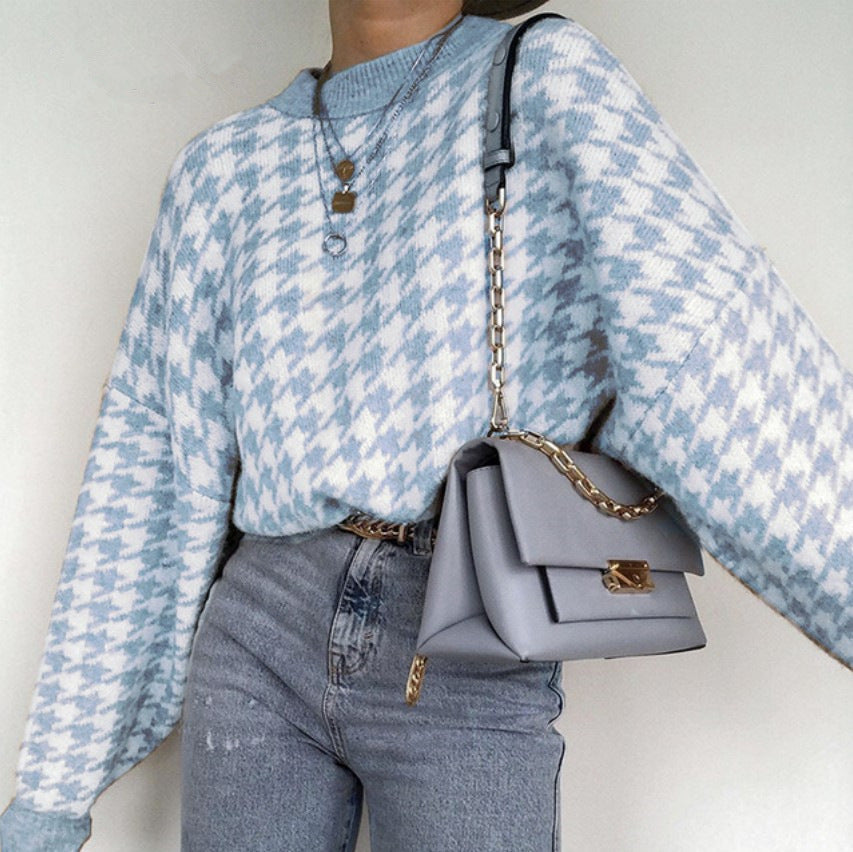 Damen lässiger Pullover mit Karomuster ModeGeist