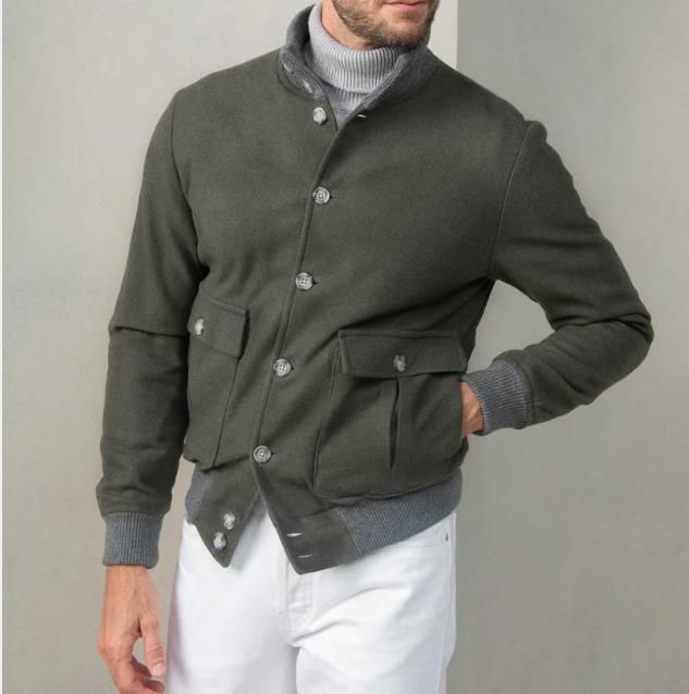 Herren lässige und strukturierte Baumwolljacke mit praktischen Taschen ModeGeist