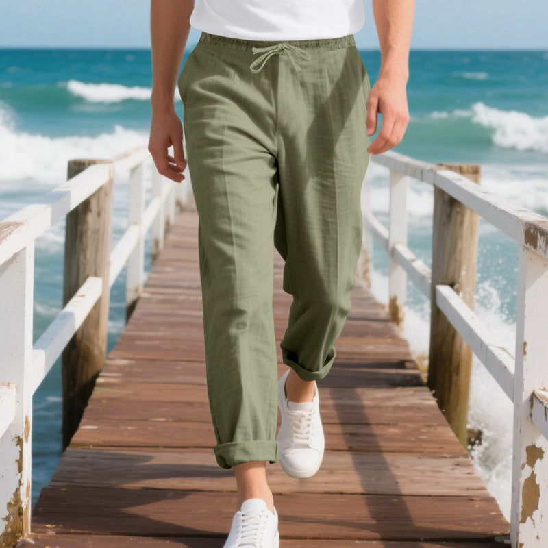 Herren bequeme Strandhose mit elastischem Bund und verstellbarem Kordelzug ModeGeist