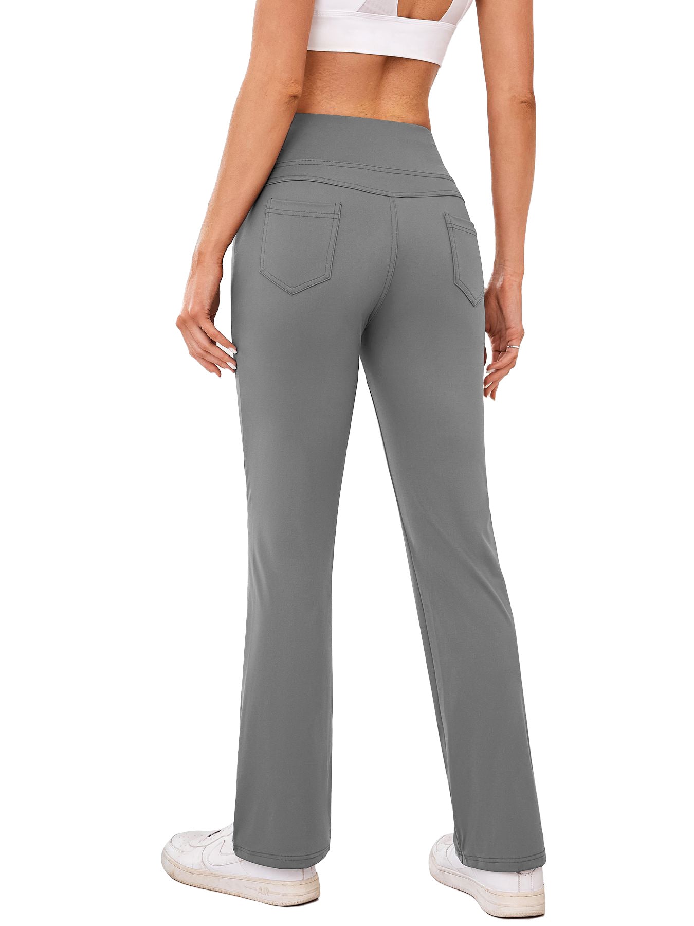 Damen bequeme Sportleggins mit hohem Bund und praktischen Taschen ModeGeist