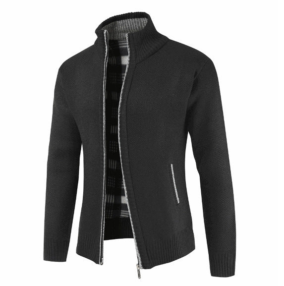 Herren Strickjacke mit hohem Kragen und seitlichen Taschen ModeGeist