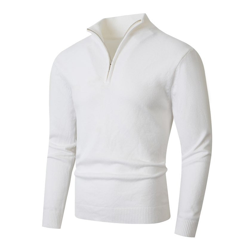Herren Strickpullover mit modernem Stehkragen und hochwertigem Reißverschluss ModeGeist