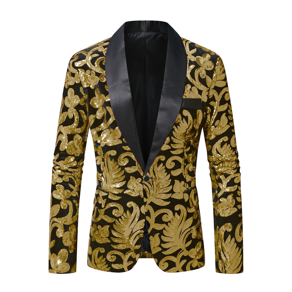 Herren glitzernder Anzugblazer mit floralen Paillettenmustern ModeGeist