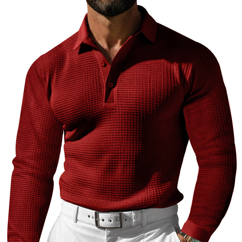 Herren Langarm-Poloshirt mit strukturiertem Design und klassischem Kragen ModeGeist