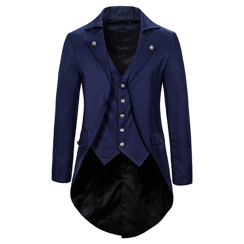 Herren eleganter Steampunk-Sakko mit asymmetrischem Schnitt und edlen Details ModeGeist