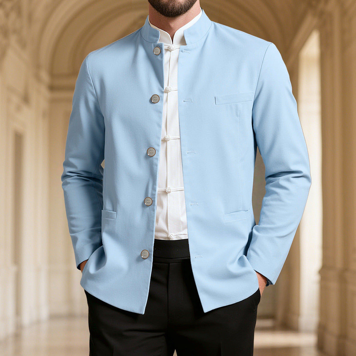 Herren modischer Stehkragenblazer ModeGeist