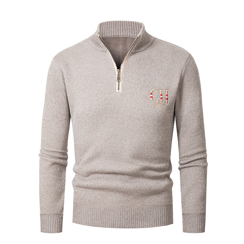 Herren stylischer Strickpullover mit Stehkragen und Reißverschluss ModeGeist