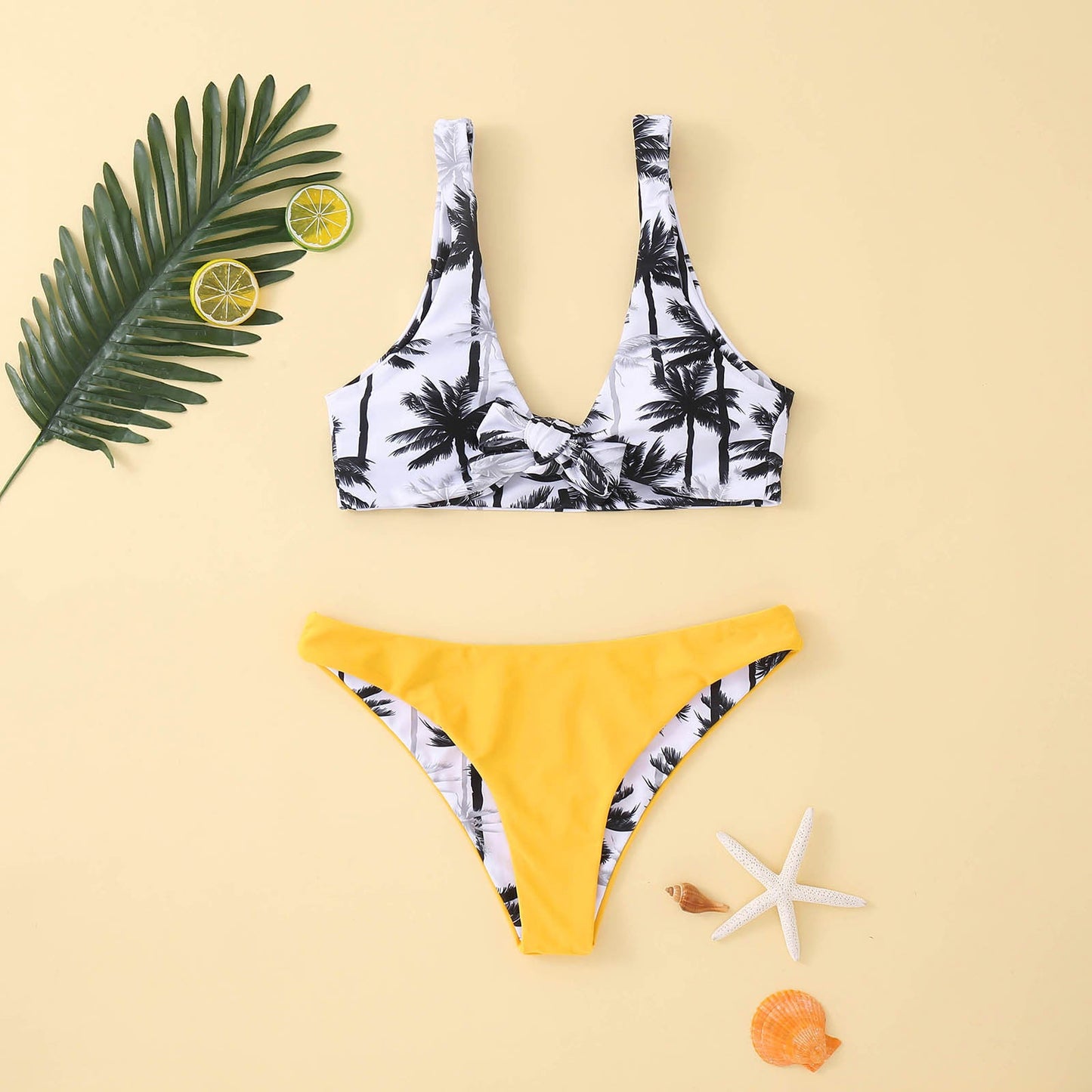 Moderner Damen-Bikini mit angesagtem Knoten-Design und hohem Bein