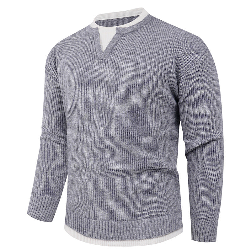 Herren Strickpullover mit V-Ausschnitt und feiner Struktur ModeGeist