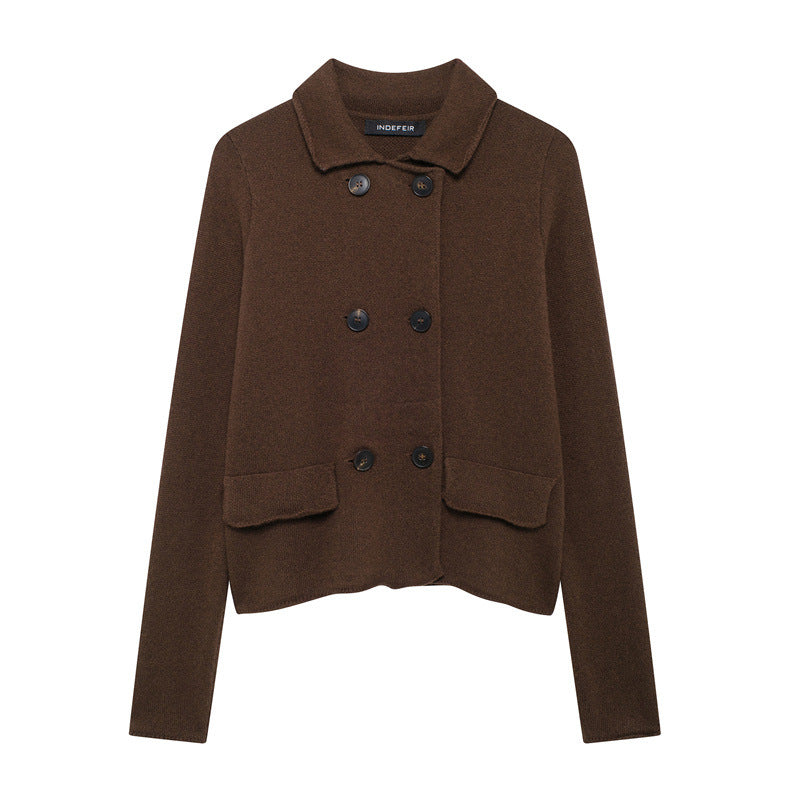 Damen klassische Wolljacke mit großen Knöpfen ModeGeist