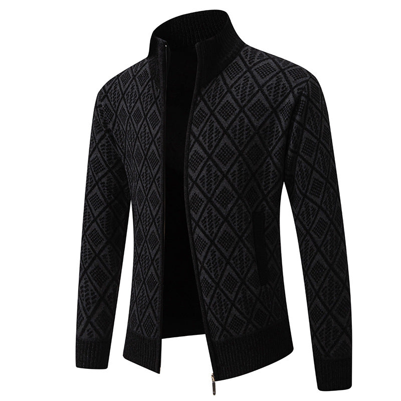 Herren Strickjacke mit strukturiertem Design und hohem Kragen ModeGeist