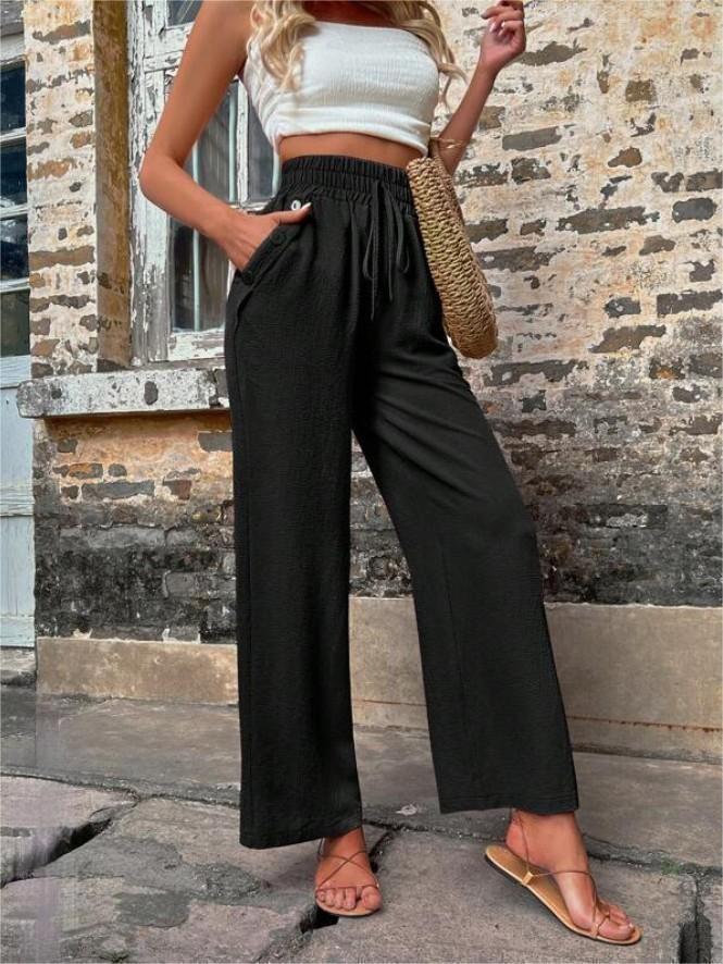 Damen Elegante Freizeit-Hosen mit elastischem Bund und seitlichen Taschen ModeGeist