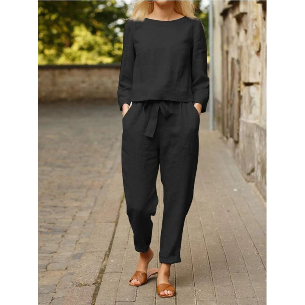 Modischer Damen Leinen-Loungewear-Anzug