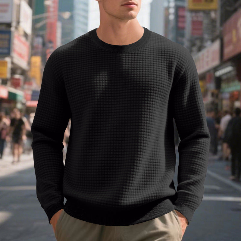 Herren warmer Pullover mit strukturiertem Gewebe und Rundhalsausschnitt ModeGeist