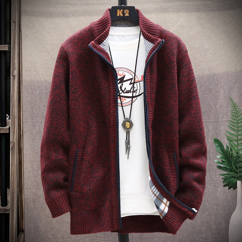 Herren Strickjacke mit Stehkragen und Taschen ModeGeist