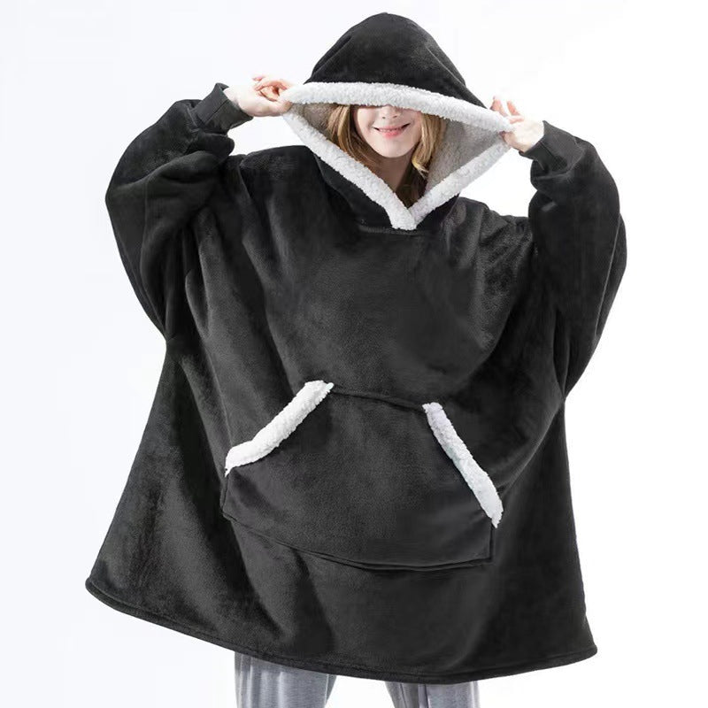 Damen Gemütlicher Hoodie-Poncho mit weichem Futter und praktischen Taschen ModeGeist