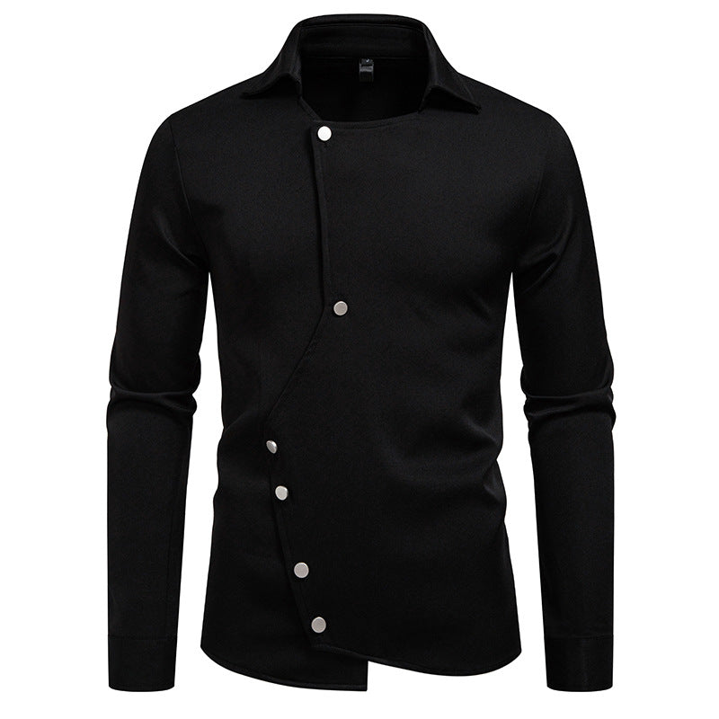 Herren modisches, asymmetrisches Hemd mit einzigartigen Knopfdetails ModeGeist