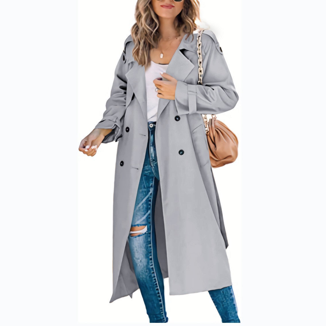 Damen modischer Trenchcoat mit übergroßem Schnitt und eleganten Details ModeGeist