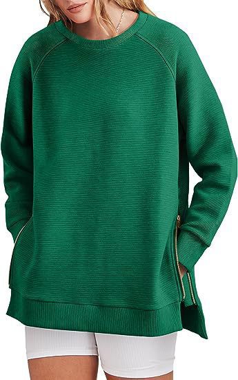 Damen modischer Sweatshirt mit seitlichen Reißverschlüssen ModeGeist