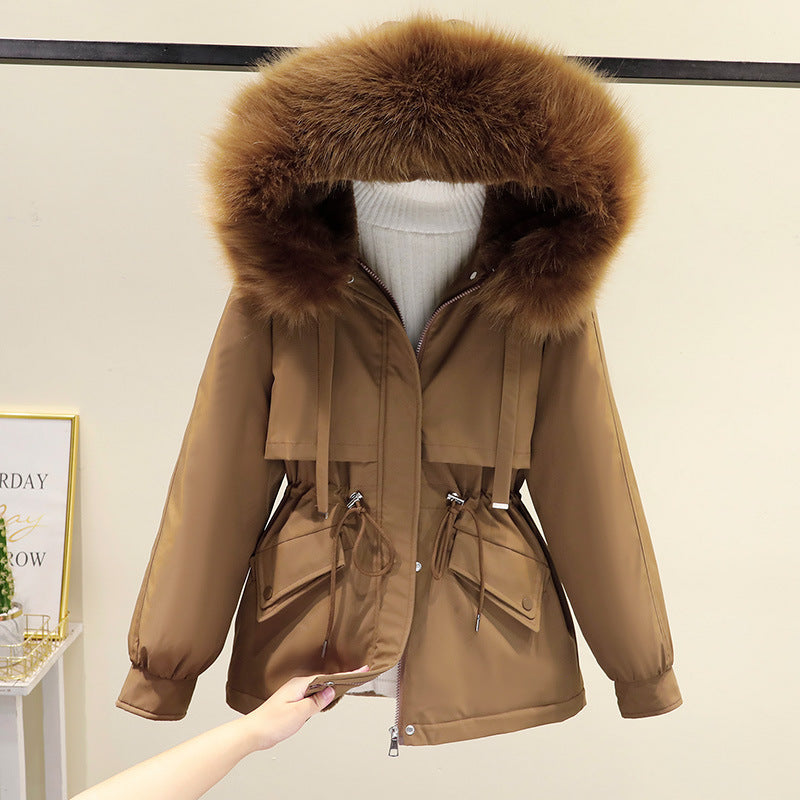 Damen Winterjacke mit funktionalem Reißverschluss und abnehmbarem Kunstpelzkragen ModeGeist