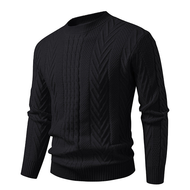 Herren Grobstrickpullover mit Zopfmuster und Rundhalsausschnitt ModeGeist