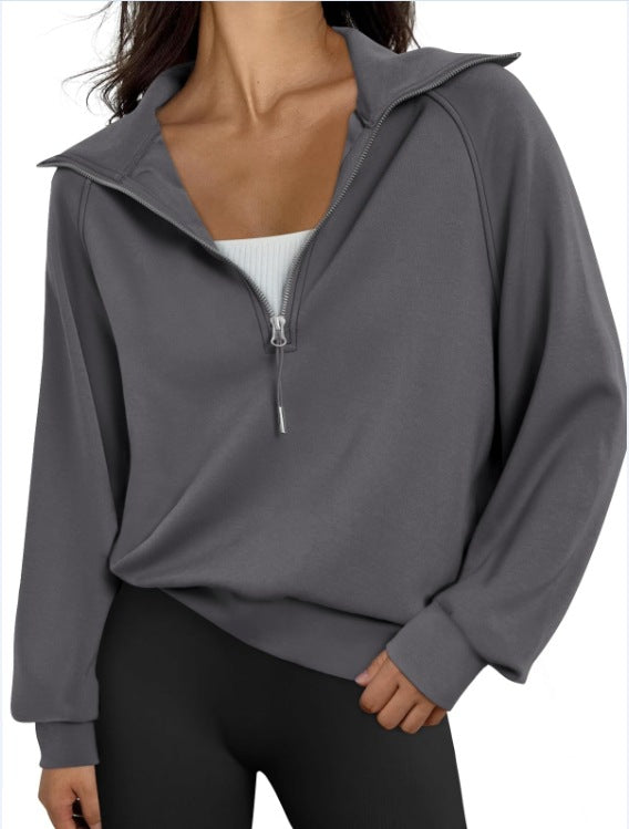 Damen lässiger Sweatpullover mit hohem Kragen und Reißverschluss ModeGeist