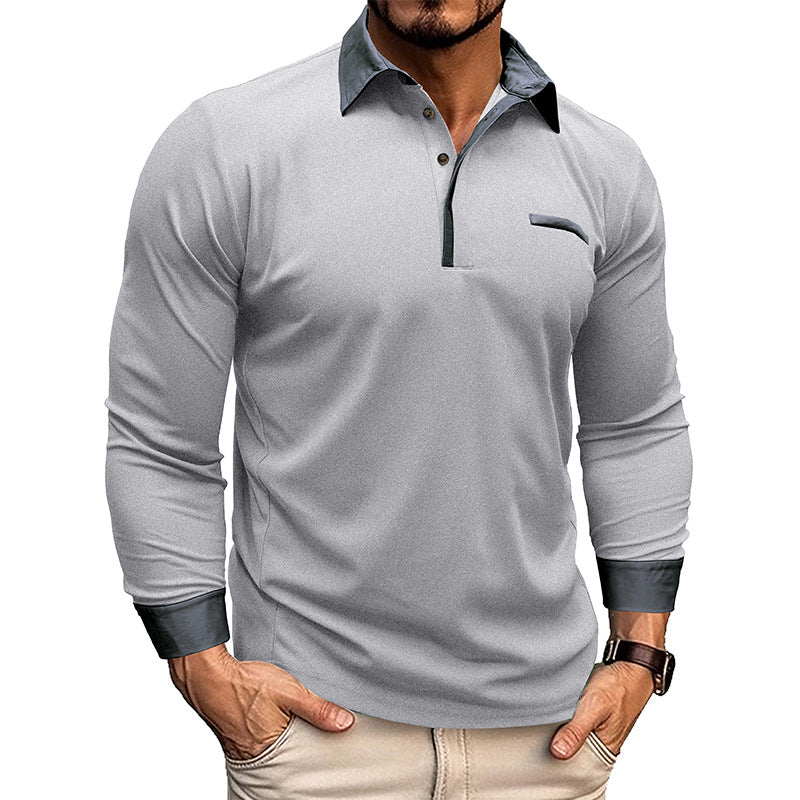 Herren-Polohemd von Branislav mit langen Ärmeln und Kragen