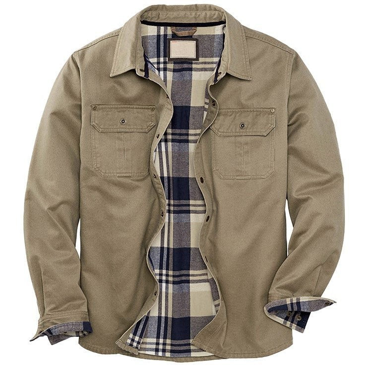 Herren Hemdjacke mit kariertem Innenfutter und praktischen Brusttaschen ModeGeist