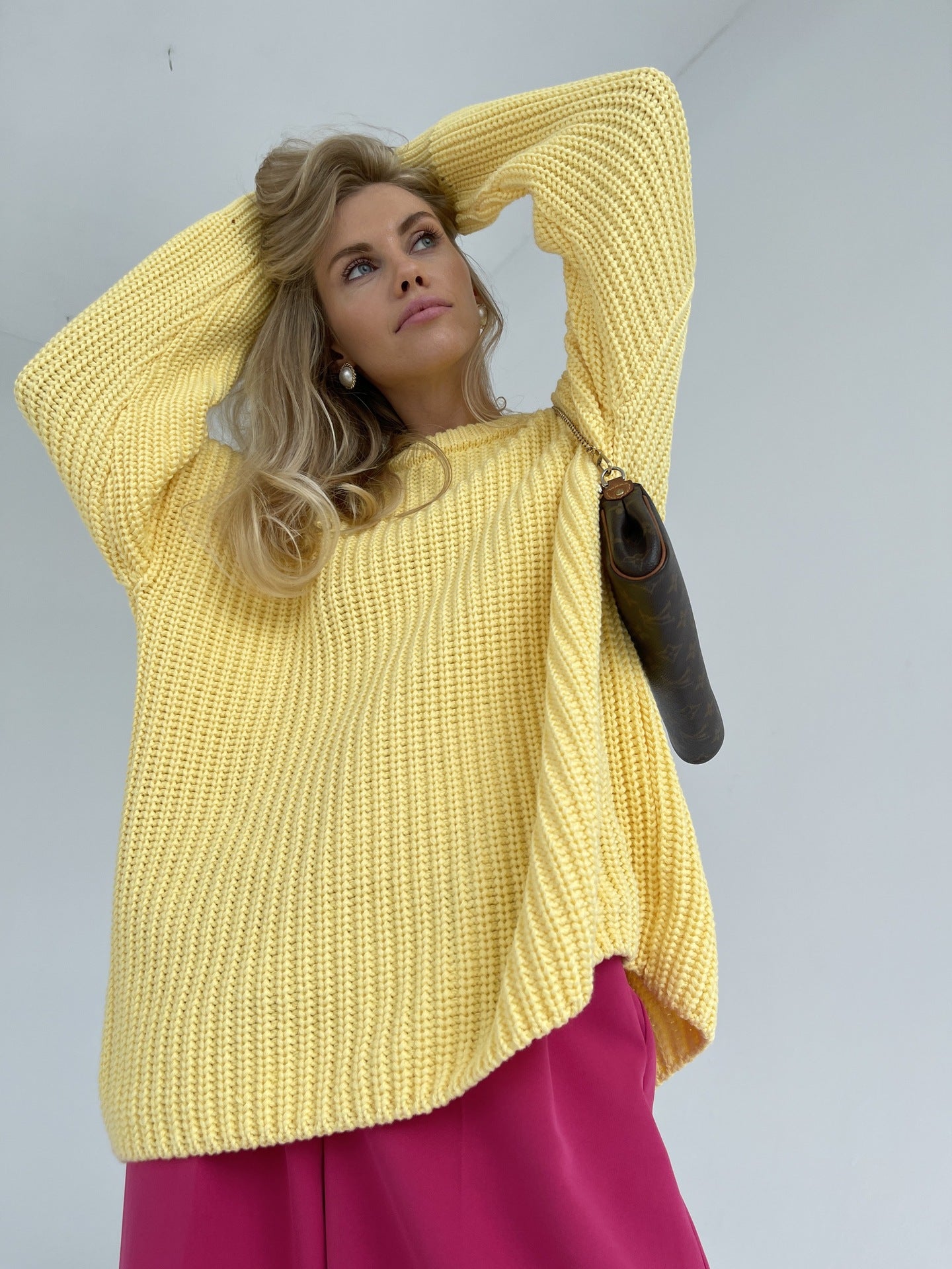 Damen lässiger Strickpullover mit strukturierter Mascheninterpretation und weitem Schnitt ModeGeist