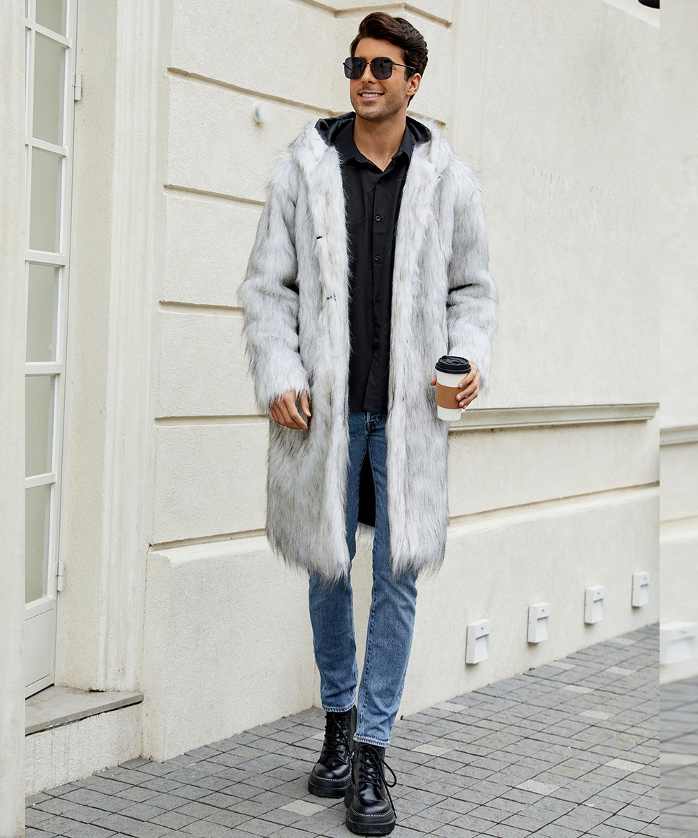 Herren Elegant gefütterter Mantel mit Kapuze ModeGeist