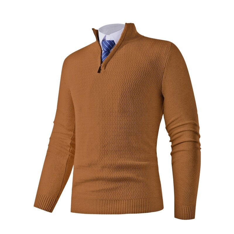 Herren Strickpullover mit modernem Stehkragen und strukturiertem Design ModeGeist