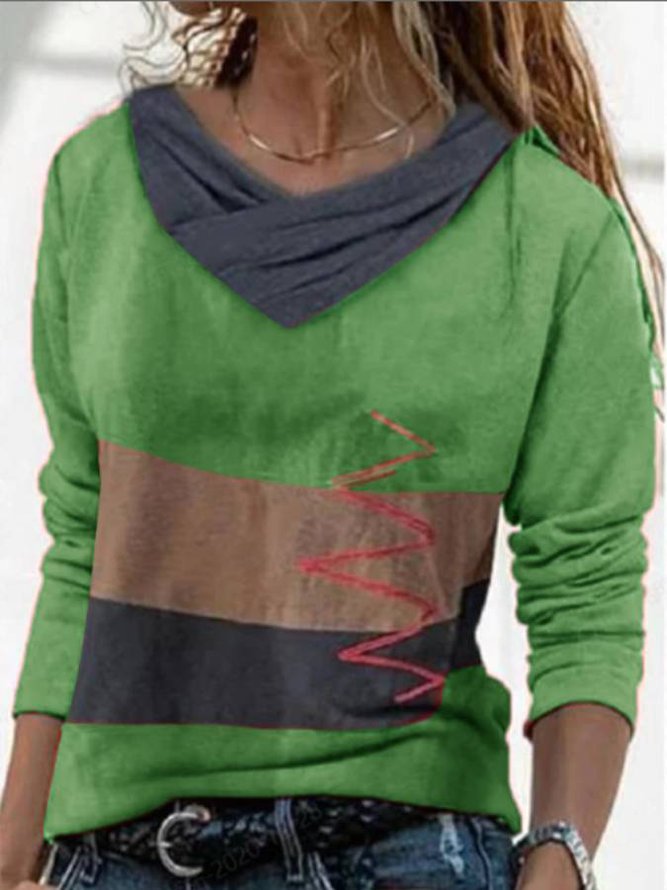 Fudus | Damen Langarmshirt mit V-Ausschnitt, fettem, heißem Aufdruck
