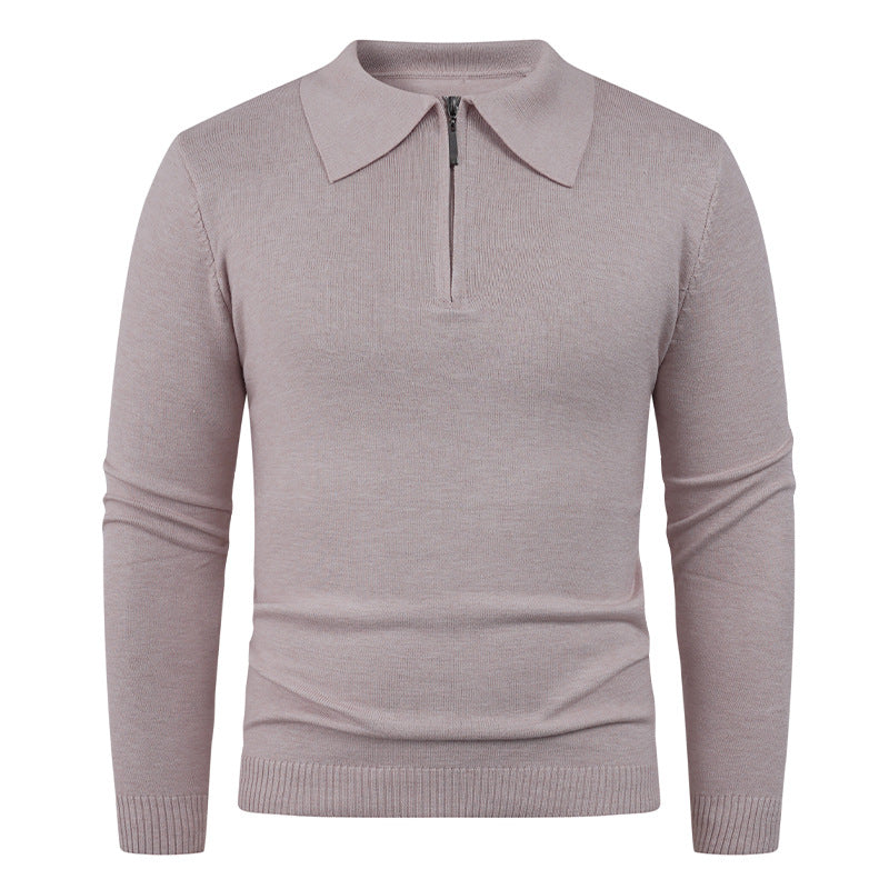 Herren Strickpullover mit halb offenem Kragen und feiner Rippenstruktur ModeGeist
