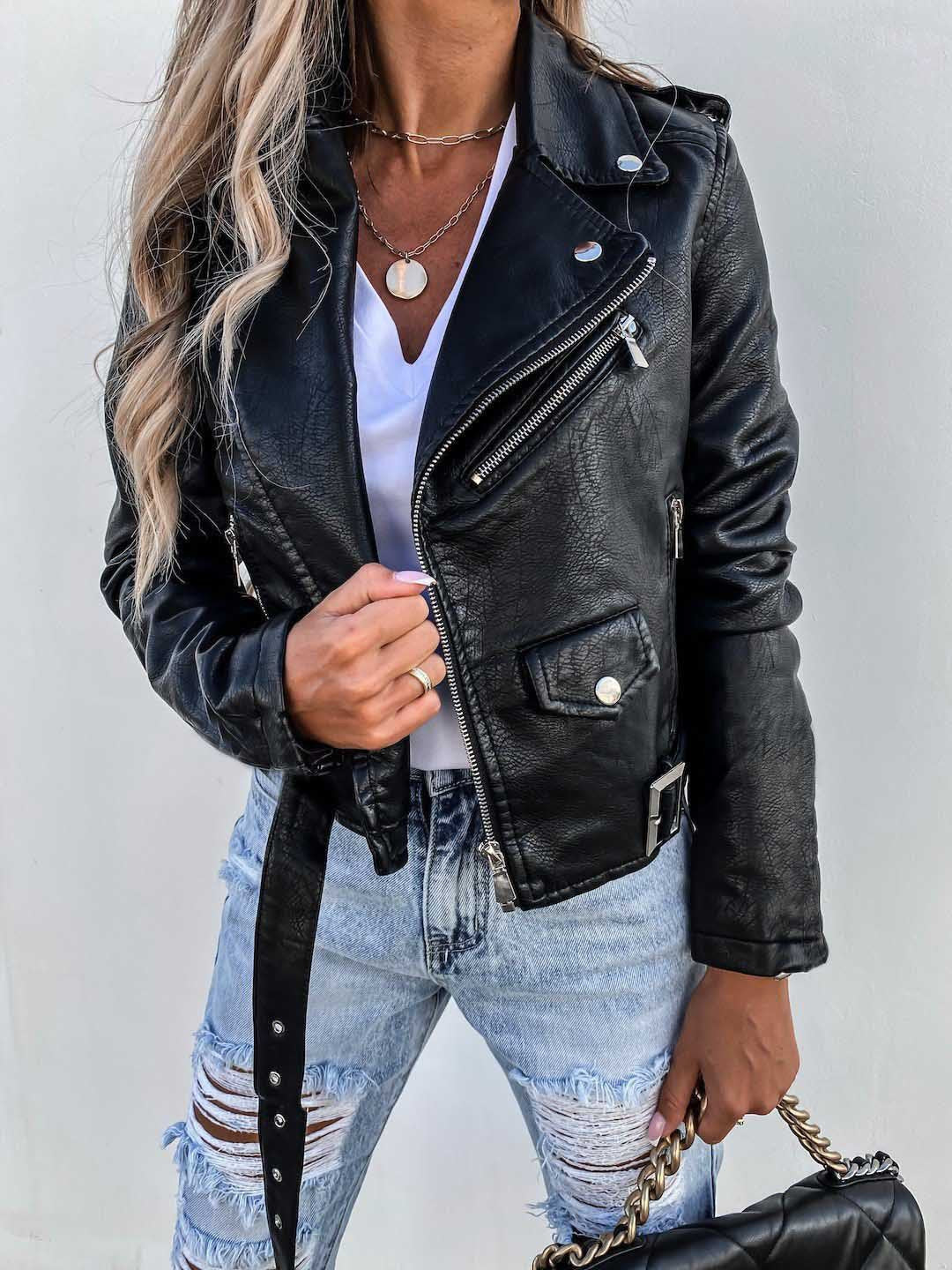 Damen Bikerjacke aus Kunstleder ModeGeist